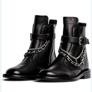 🖤⛓️Zadig & Voltaire size 41 (US 10) LAUREEN High CHAIN EMBELLISHED ZIP BOOTS!